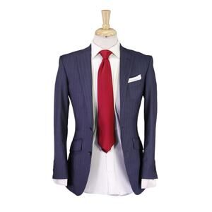 Richard James Navy Blue Pinstripe 2-Btn Super 100's Wool Suit 34S
